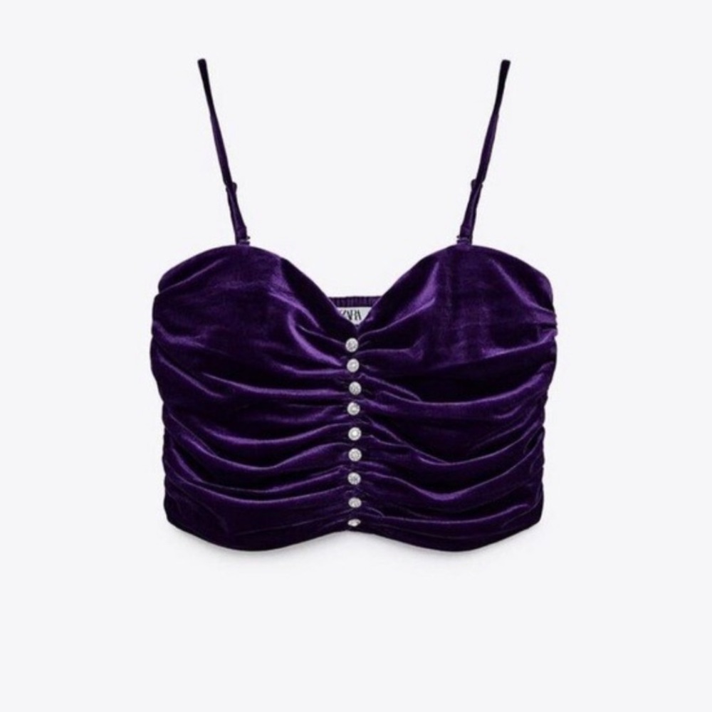 Zara Elegant Purple Velour Top and Skirt Set NWT - Picture 2 of 13